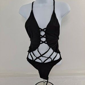 Bikini Strappy Attached 1 piece Swimsuit Swim Medium